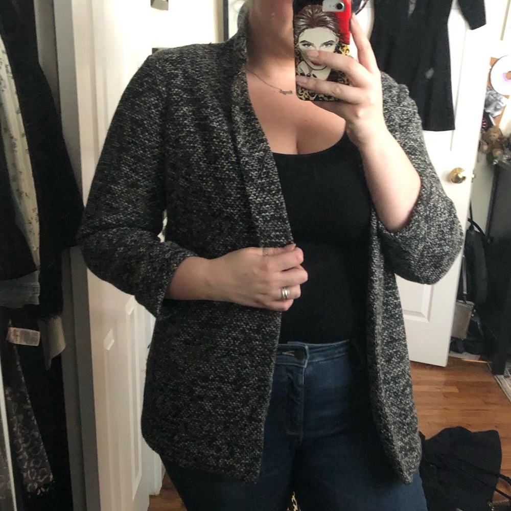 Tweed open blazer